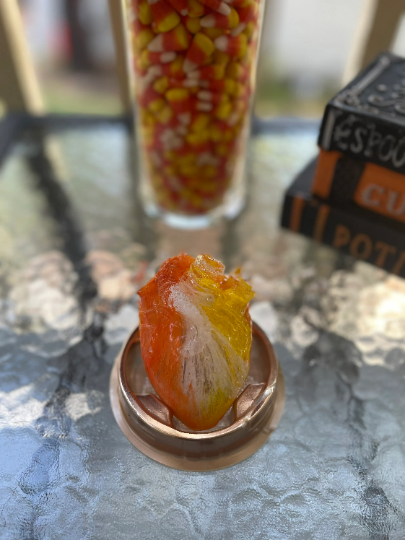 Candy Corn Heart Tea Bomb