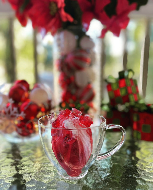 Candy Cane Heart Tea Bomb